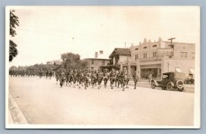 US ARMY PARADE WWI ANTIQUE REAL PHOTO POSTCARD RPPC DODGE BROS MOTOR CAR SIGN