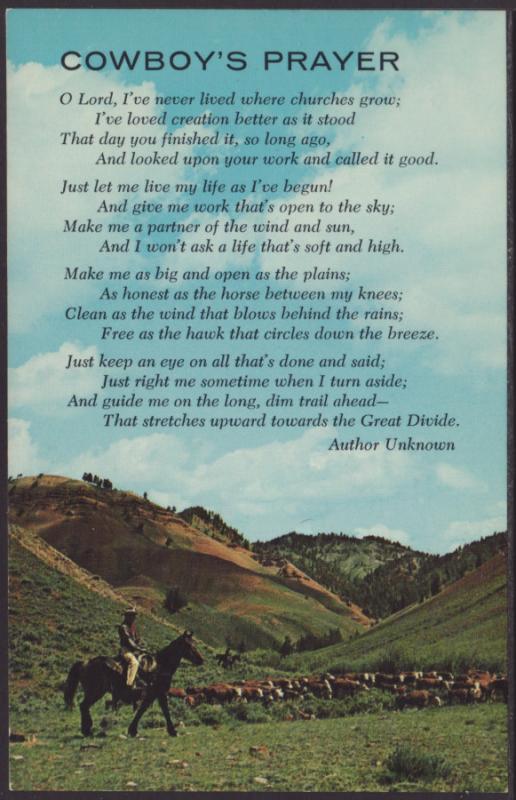 Cowboy's Prayer Postcard