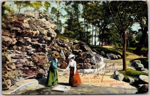 1908 The Spring Ohio State University Grounds Rocks Pathways Posted Postcard