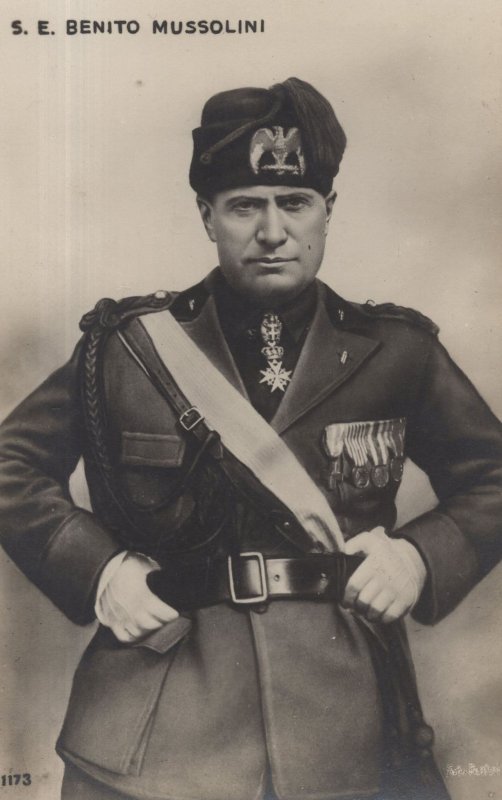 Benito Mussolini In Military Uniform Italy Political Dictator RPC Postcard