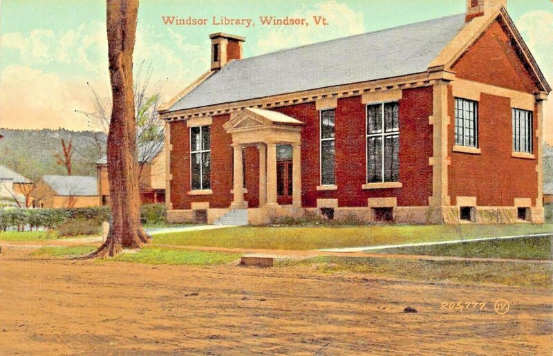 WINDSOR VERMONT~WINDSOR LIBRARY~1910s POSTCARD