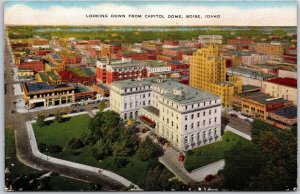 1945 Looking Down From Capitol Dome Boise Idaho ID Buildings Posted Postcard