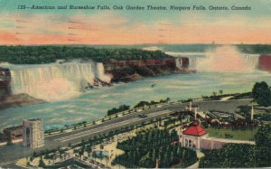 Canada American and Horseshoe Falls Niagara Falls Ontario Linen Postcard 08.14
