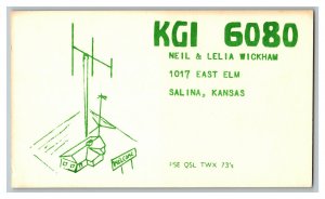 QSL Radio Card From Salina Kansas KGI 6080 