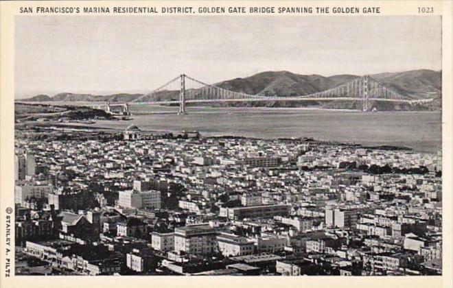 California San Francisco Marina Residential District and Golden Gate Bridge