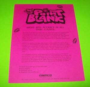 POINT BLANK 1994 ORIGINAL VIDEO ARCADE GAME BULLETIN STYLE SALES FLYER