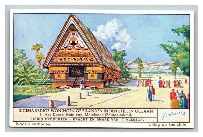 Vintage Liebig Trade Card Dutch 5 of Significant Island Houses Pacific Ocean Set
