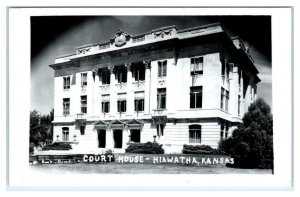 RPPC  HIAWATHA, Kansas KS ~ COURT HOUSE Brown County c1940s Postcard