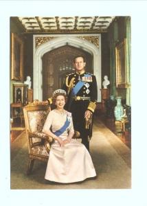 p875 - Queen Elizabeth & Phillip at the Palace  1970's - Royalty postcard