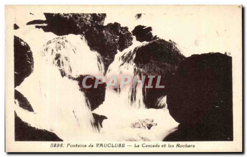 Old Postcard Vaucluse Fontalne La Cascade and Rocks