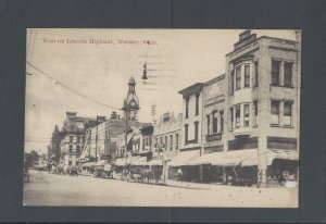 1921 Post Card Worster Oh Buildings On Lincoln Highway