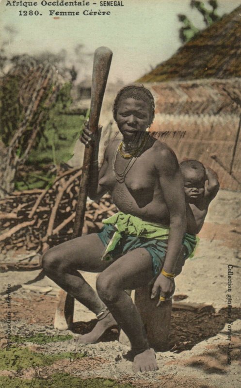 PC CPA ETHNIC NUDE FEMALE CÉRÉRE TYPE, SENEGAL Vintage Postcard (b5437)