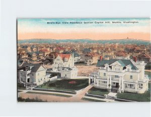 Postcard Birds Eye View Residence Section Capitol Hill, Seattle, Washington