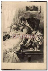 Fancy Old Postcard Love Cigarette smokers Couple
