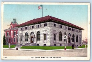 Fort Collins Colorado CO Postcard Post Office Building Exterior View 1921 Posted