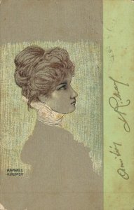 Artist Signed - Raphael Kirchner Lady Art Nouveau 04.78