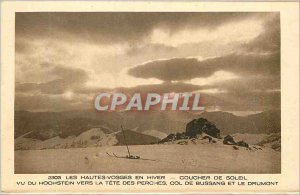 Old Postcard the Vosges mountains in Winter Sunset seen from Hochstein to the...