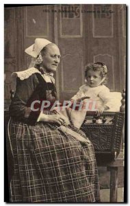 Old Postcard Folklore L & # 39histoire Coz Man Woman Kids