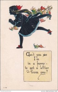 Young Girl Running Can't You See I'm In A Hurry 1920