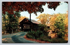 Covered Bridge Over Ashuelot River in Winchester NH VINTAGE Postcard A159