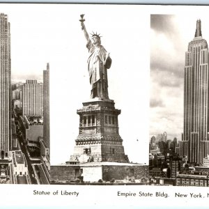 c1940s New York City, NY RPPC Empire State Building RCA Statue of Liberty PC A87