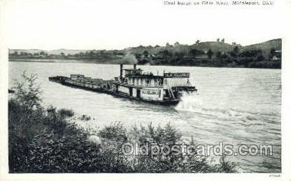 Coal Barge On The Ohio River, Middleport, Ohio Ferry Boats, Ship Unused 