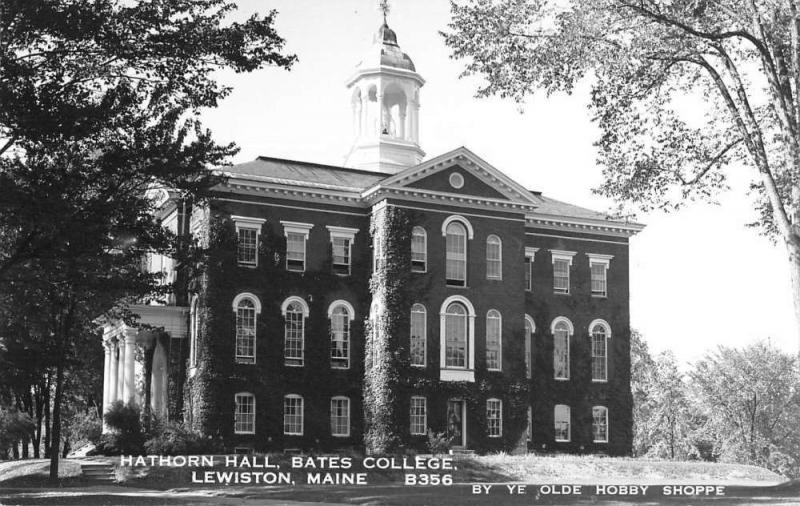 Lewiston Maine Bates Collehe Hathorn Hall Real Photo Antique Postcard K53134
