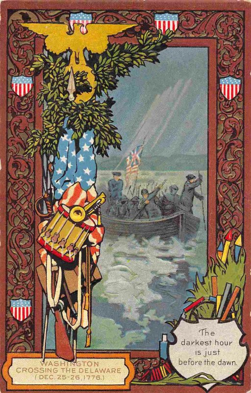 Washington Crossing Delaware Revolutionary War Patriotic 1910c postcard