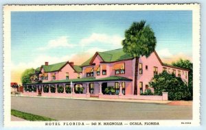 OCALA, Florida FL ~ Roadside HOTEL FLORIDA c1940s Marion County Linen Postcard