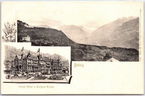 VINTAGE POSTCARD THE GRAND HOTEL AND SPA POOLS AT BRUNIG SWITZERLAND c. 1900