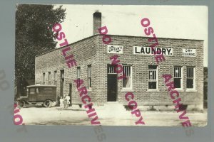 Spirit Lake IOWA RPPC '21 DELIVERY TRUCK Bryan's Laundry nr Lake Okoboji Milford