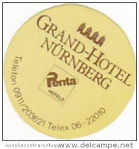 GERMANY NUERNBERG GRAND HOTEL VINTAGE LUGGAGE LABEL