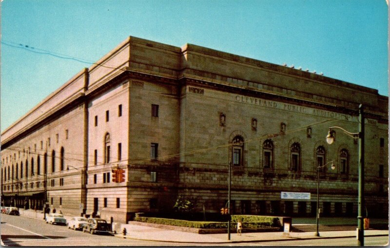 Vtg Ohio OH Cleveland Public Auditorium 1950s Chrome View Postcard