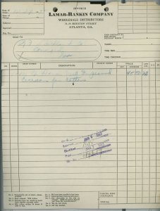 1943 Lamar-Rankin Company Wholesale Houston St. Atlanta GA Cotton Invoice 241 