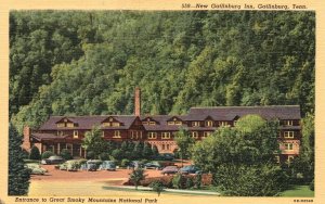 Vintage Postcard 1930's New Gatlinburg Inn Entrance To Great Smokey Mountains TN