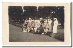 Postcard Old CARTE Photo Health Wounded War (very animated nurses injured doc...
