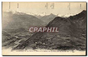 Old Postcard La Valle Lourdes Gave and the Chaine des Pyrenees Views of the P...