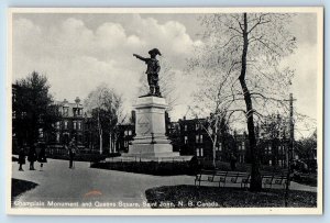 c1910 Saint John New Brunswick Canada Postcard Champlain Monument Queens Square