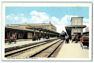 c1930's New York Central Station Train Depot Utica New York NY Antique Postcard