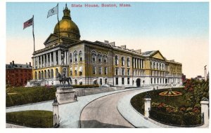 Vintage Postcard State House Beacon Hill John Hancock Boston Massachusetts MA