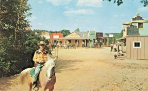 Newburyport MA Dodge City Adventure Land Cowboy on Trail Postcard