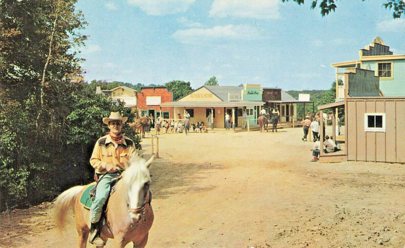 Newburyport MA Dodge City Adventure Land Cowboy on Trail Postcard