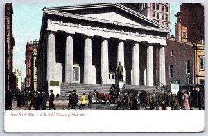 Vintage Postcard U.S. Sub. Treasury Building Wall Street Structure New York City