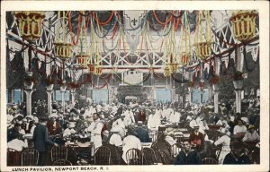 NEWPORT BEACH RI Lunch Pavilion Interior c1920 Postcard