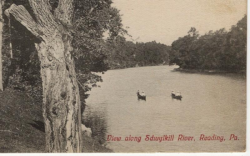 1907-15 Reading PA View Boating along the Schuylkill River Berks Co. DB Postcard