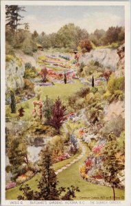 Victoria BC Butchart's Gardens The Sunken Garden BS Fenn Unused Postcard G73