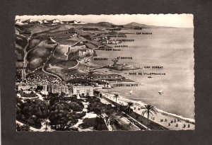 France La Nice Cap Ferrat Roux D'ail Beaulieu Monaco Map Postcard Carte Postale