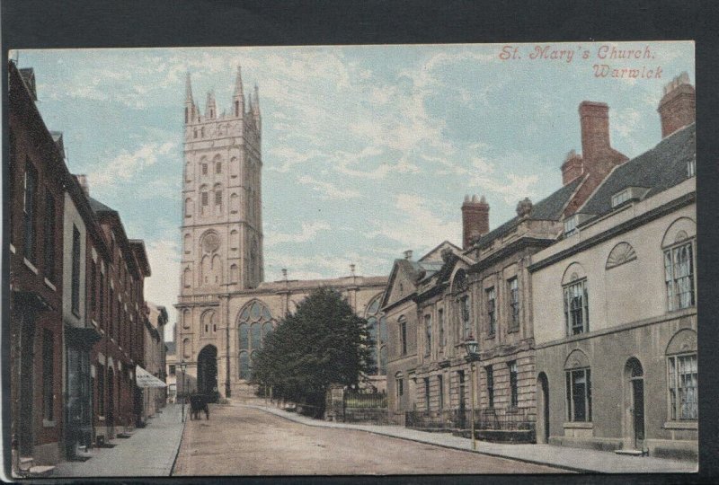 Warwickshire Postcard - St Mary's Church and Street, Warwick    RS16447