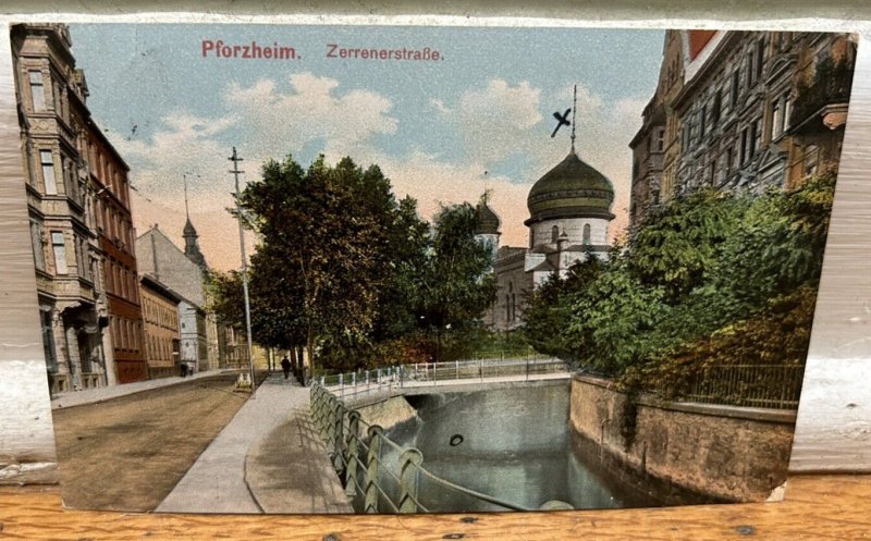 Antique Jewish Postcard Extremely Rare Pforzheim Synagogue Kristallnacht 1912