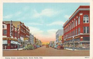 North Platte Nebraska Dewey Street Scene Looking North Antique Postcard K98420